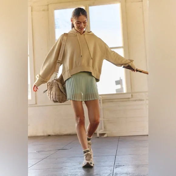 Free People Movement Rally Ruffle Mini Skirt in Green Blue Pistachio - Picture 2 of 11